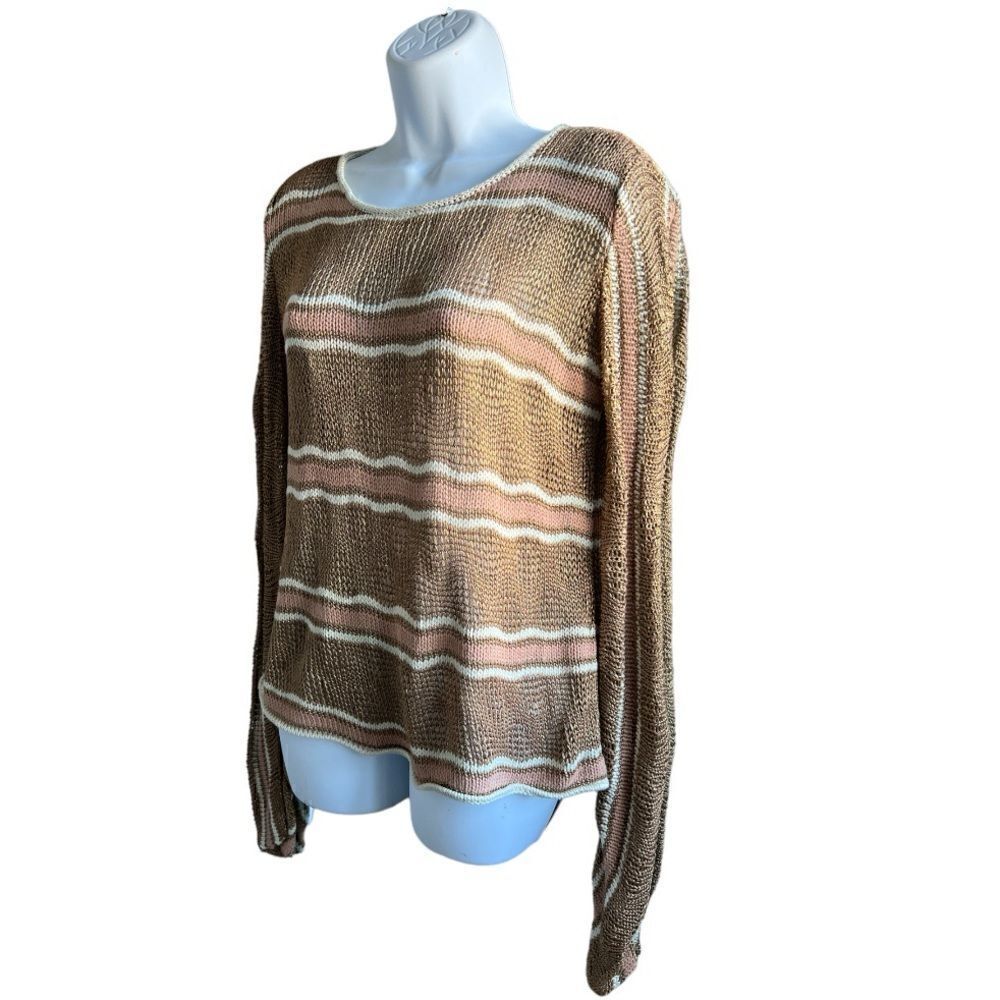 SIBERIAN Knitted Woman Sweater Dark Gold Color Striped In Nudes Printed Size S
